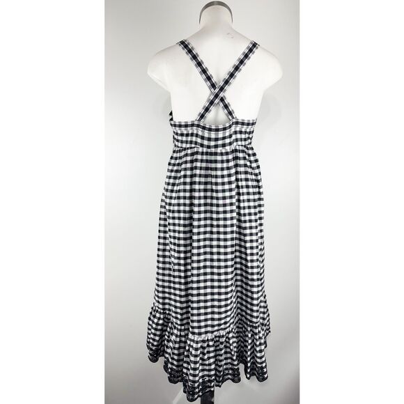J.Crew Eyelet Trim Ruffle Hem Gingham Midi Sundress Crisscross Back Size 6 - Picture 4 of 7